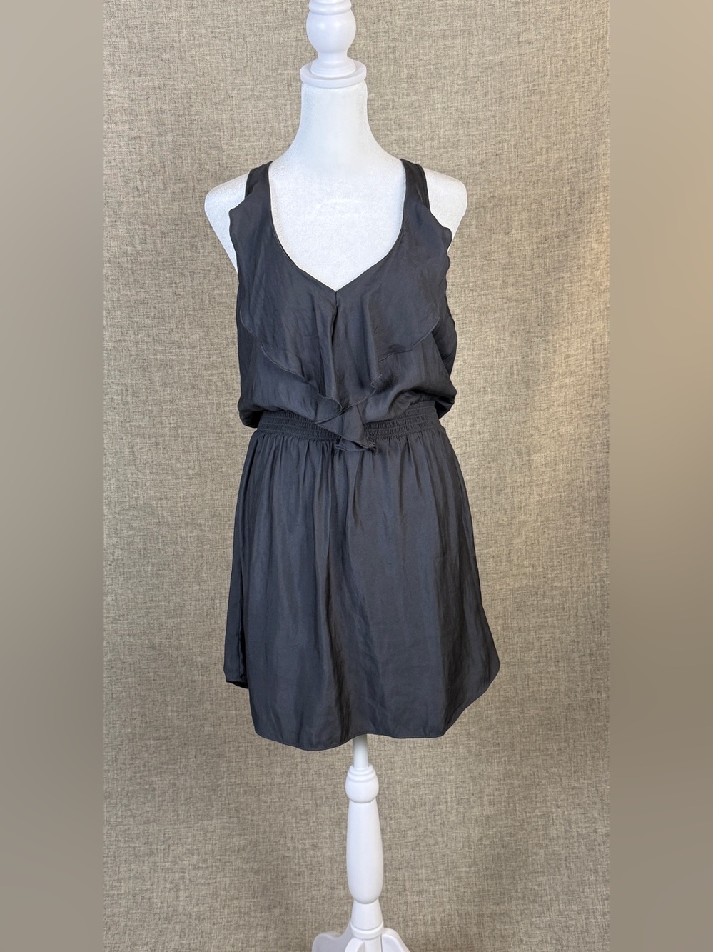 American Eagle Outfitters Y2K Black Ruffle-Front Sleeveless Mini Dress